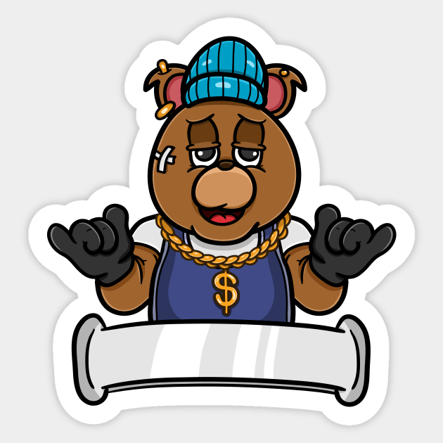 Bear Head Rapper Cartoon Sticker by tedykurniawan12